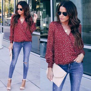 Vici Collection - Wow Metallic Star Drape Blouse